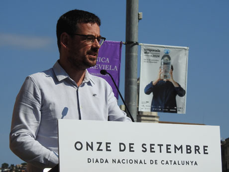 Diada Nacional 2024. Acte institucional a la plaça Catalunya, amb parlaments de Lluc Salellas, Miquel Noguer i Sílvia Paneque
