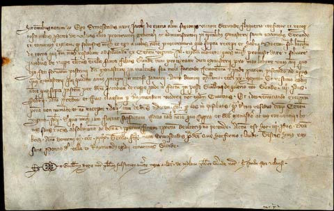 11 de desembre de 1333. Ermessenda, muller de Jaume de Riera, en altre temps saig de la vegueria de Girona, flequera, realitza una àpoca a Pere de Vilacís, procurador del monestir de Sant Daniel de Girona, de deu sous, restant el deute de cent vint que el monestir tenia a l'atorgant com a paga del servei de fleca d'un any