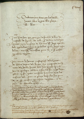 Ordinacions sobre el blat. Llibre del mostassaf. 1450