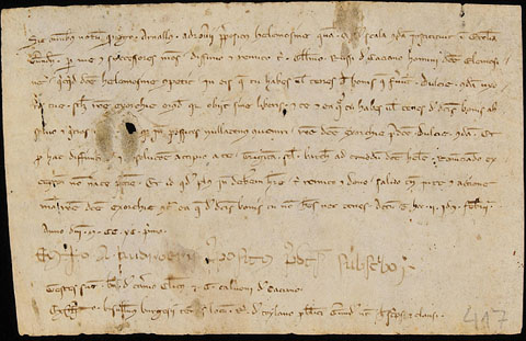 Definició atorgada per Arnau Adroer, paborde de l'Almoina del Pa de la Seu, fundada per Bernat d'Escala, a favor de Guillem Ros de Cassà de la Selva, del que pertocava a l'Almoina dels béns que ara tenia Guillem Ros i que foren de Dolça, difunta esposa d'aquest, per raó de l'eixorquia o mort sense fills de l'esmentada Dolça. 1292