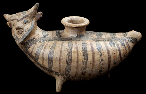 Asc amb cap dAquelous. Ceràmica. Segle III aC. Mas Castellar (Pontós)
