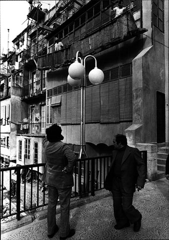 Obres de rehabilitació de les façanes de les cases de l'Onyar. 1983