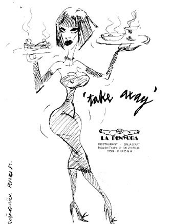 Presentaci&oacute; de cartes del restaurant 'La Penyora', 1985. Roser Oliveras Oliver