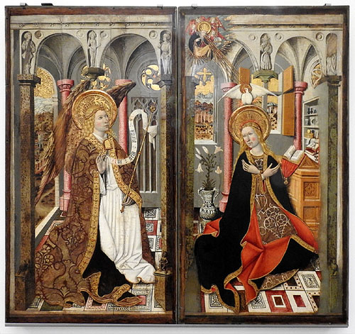 Ramon Sol&agrave; II. L'Anunciaci&oacute;. Girona, segle XV. Pintura al tremp sobre fusta