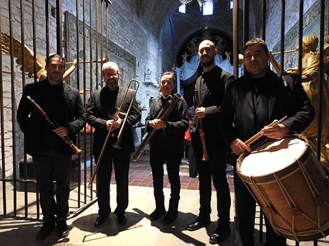 La Cobla de Ministrers de Girona: Iv&oacute; Jord&agrave;, Albert Medina, Adur Ugalde, Anna Losantos i Albert Garcia