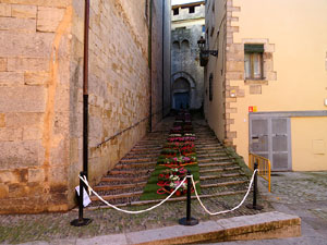 Temps de Flors 2026. Bas&iacute;lica de Sant Feliu. Escalinata lateral nord