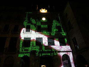 Girona, ciutat de festivals. Festival Internacional de Mapping, FIMG. Façana de l'Ajuntament