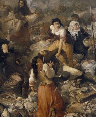 Heroïnes de Santa Bàrbara. Pintura de Ramon Martí i Alsina