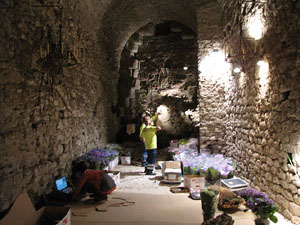 Girona Temps de Flors 2014. Preparaci&oacute; dels muntatges florals