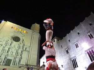 Fires 2015. Assaig de pilar de 4 a les escales de la Catedral pels Marrecs de Salt