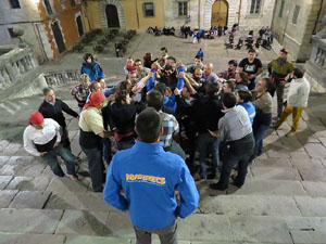 Fires 2015. Assaig de pilar de 4 a les escales de la Catedral pels Marrecs de Salt