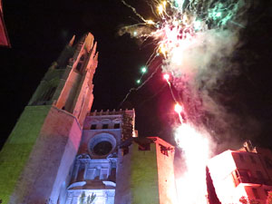 Temps de Flors 2016. Espectacle Lymbus, a c&agrave;rrec de Comediants, a les escales de Sant Feliu