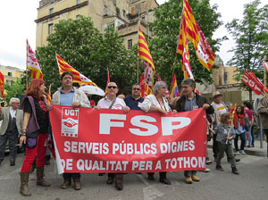 Manifestació de l'1 de maig pels carrers de Girona