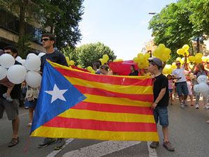 Jornades Catalunya, llibertat i dignitat. Macroestelada pels carrers de Girona