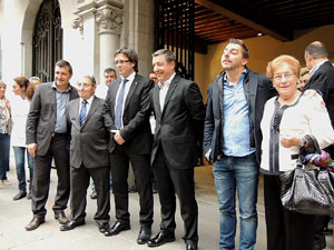 Homenatge als germans Roca del Celler de Can Roca. Arribada a la plaça del Vi