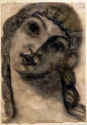 Cap de dona. Ca. 1916. Carbó sobre paper. Museu d'Art Girona