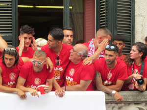 Ascens del Girona FC i el Bàsquet Girona. Rebuda a la plaça del Vi