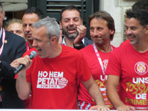 Ascens del Girona FC i el B&agrave;squet Girona. Rebuda a la pla&ccedil;a del Vi