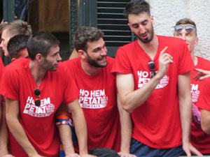 Ascens del Girona FC i el B&agrave;squet Girona. Rebuda a la pla&ccedil;a del Vi