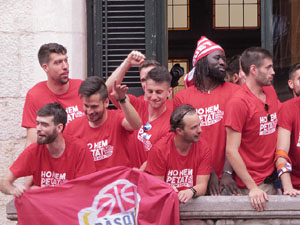 Ascens del Girona FC i el B&agrave;squet Girona. Rebuda a la pla&ccedil;a del Vi