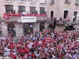 Ascens del Girona FC i el B&agrave;squet Girona. Rebuda a la pla&ccedil;a del Vi