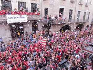 Ascens del Girona FC i el B&agrave;squet Girona. Rebuda a la pla&ccedil;a del Vi