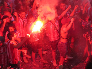 Ascens del Girona FC i el B&agrave;squet Girona. Rebuda a la pla&ccedil;a del Vi