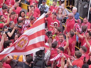 Ascens del Girona FC i el Bàsquet Girona. Rebuda a la plaça del Vi