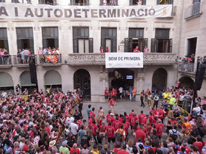 Ascens del Girona FC i el Bàsquet Girona. Rebuda a la plaça del Vi