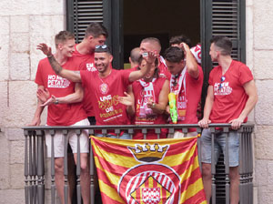 Ascens del Girona FC i el Bàsquet Girona. Rebuda a la plaça del Vi