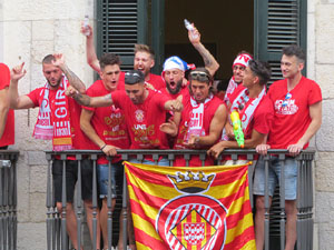 Ascens del Girona FC i el Bàsquet Girona. Rebuda a la plaça del Vi