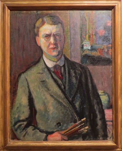 J&oacute;zef Pankiewicz. Autoretrat amb pinzells a la m&agrave;. 1909