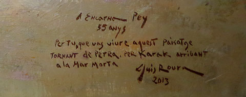 Dedicat&ograve;ria del quadre 'El Mar Mort', 2013. 130 x 180