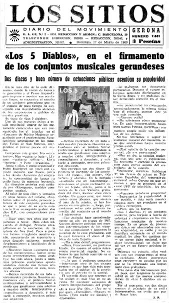 Article publicat pel diari 'Los Sitios de Gerona' el 17/3/1968