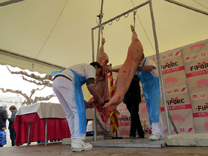 Fira del Porc FIPORC 2015. Demostraci&oacute; de l'especejament d'un porc