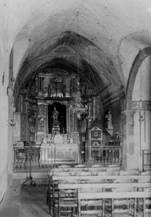 Interior de l'església del santuari de la Mare de Déu del Far. 1924-1936